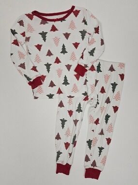 5/$25 Jingles & Joy Christmas Tree Pajama Set Girls 4T Holiday Sleepwear